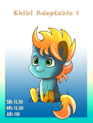 Size: 525x700 | Tagged: safe, artist:zobaloba, derpibooru import, oc, earth pony, pony, adoptable, advertisement, auction, chibi, cute, solo