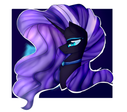 Size: 3246x2876 | Tagged: safe, artist:vanillamusic, derpibooru import, nightmare rarity, bust, hair over one eye, portrait, solo