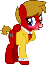 Size: 3000x4126 | Tagged: safe, artist:pilot231, derpibooru import, oc, oc:max mustang, blushing, hoof on neck, outfit, royal wedding, simple background, solo, transparent background, vector