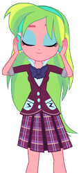 Size: 4113x9000 | Tagged: safe, artist:famousmari5, derpibooru import, lemon zest, equestria girls, friendship games, absurd resolution, blooper, clothes, crystal prep academy uniform, cute, eyes closed, female, headphones, listening, music, necktie, pleated skirt, school uniform, simple background, skirt, smiling, solo, transparent background