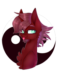 Size: 1324x1757 | Tagged: safe, artist:honeybbear, derpibooru import, oc, oc only, pony, unicorn, bust, glasses, male, portrait, simple background, solo, stallion, tongue out, transparent background, yin-yang