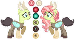 Size: 3052x1612 | Tagged: safe, artist:diamond-chiva, derpibooru import, oc, oc only, oc:spring heart, hybrid, antlers, bald, female, heterochromia, interspecies offspring, offspring, parent:discord, parent:fluttershy, parents:discoshy, reference sheet, simple background, solo, transparent background