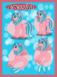 Size: 1024x1366 | Tagged: safe, artist:spokenmind93, derpibooru import, oc, oc:cressida, classical hippogriff, hippogriff, merpony, seapony (g4), commission, obtrusive watermark, reference sheet, watermark