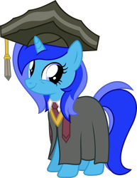 Size: 4000x5176 | Tagged: safe, artist:fuzzybrushy, derpibooru import, oc, oc only, oc:spacelight, pony, unicorn, clothes, female, graduation cap, hat, mare, simple background, solo, transparent background, vector