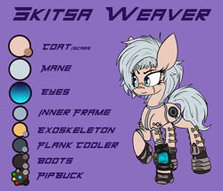 Size: 2800x2400 | Tagged: safe, artist:nekro-led, derpibooru import, oc, oc only, oc:skitsa weaver, robot, android, fallout, pipbuck, reference sheet, scar, solo