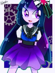 Size: 900x1200 | Tagged: safe, artist:yuyutsuka_0130, derpibooru import, twilight sparkle, equestria girls, clothes, cute, female, no nose, skirt, solo