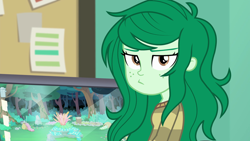 Size: 1920x1080 | Tagged: safe, derpibooru import, screencap, wallflower blush, better together, equestria girls, forgotten friendship, computer, garden, looking at you, pouting, solo, unamused