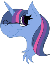 Size: 960x1348 | Tagged: safe, artist:cosmic-wonders, derpibooru import, pony, unicorn, bust, female, glasses, magical lesbian spawn, offspring, parent:trixie, parent:twilight sparkle, parents:twixie, simple background, transparent background