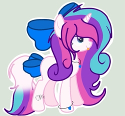 Size: 759x703 | Tagged: safe, artist:mlpcotton-candy-pone, derpibooru import, oc, oc:magical melody, pony, unicorn, bow, female, hair bow, mare, solo, tail bow, tongue out