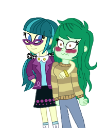 Size: 1400x1665 | Tagged: safe, artist:ktd1993, derpibooru import, juniper montage, wallflower blush, better together, equestria girls, spoiler:eqg specials, blushing, female, juniblush, lesbian, shipping, simple background, transparent background