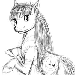 Size: 569x564 | Tagged: safe, artist:tempusfidgets, derpibooru import, oc, oc:autumn bramble, earth pony, pony, female, monochrome, simple background, solo