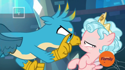 Size: 1920x1080 | Tagged: safe, derpibooru import, screencap, cozy glow, gallus, griffon, pegasus, pony, school raze, cozybuse, female, filly, male, out of context, personal space invasion, shipping fuel