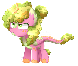 Size: 1697x1428 | Tagged: safe, artist:sugaryicecreammlp, derpibooru import, oc, dracony, hybrid, female, filly, offspring, parent:autumn blaze, parent:spike, simple background, solo, transparent background