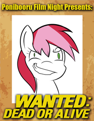 Size: 700x900 | Tagged: safe, artist:daisyhead, derpibooru import, oc, oc:flicker, ponibooru film night, wanted dead or alive