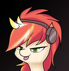 Size: 774x800 | Tagged: safe, artist:pencil bolt, derpibooru import, oc, oc only, oc:tomyum, pegasus, pony, female, headphones, mare, thailand, tongue out