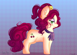 Size: 1024x731 | Tagged: safe, artist:compassrose0425, derpibooru import, cherry jubilee, earth pony, pony, blushing, female, mare, smiling, solo