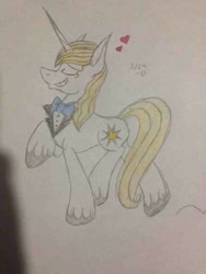 Size: 720x960 | Tagged: safe, artist:b-itchclaws, derpibooru import, prince blueblood, heart, pencil drawing, traditional art