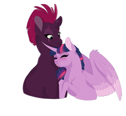 Size: 2700x2500 | Tagged: safe, artist:gigason, derpibooru import, tempest shadow, twilight sparkle, twilight sparkle (alicorn), alicorn, pony, my little pony: the movie, broken horn, cute, female, horn, lesbian, shipping, simple background, tempestlight, tongue out, transparent background, twiabetes