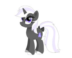 Size: 2500x2000 | Tagged: safe, artist:sugarstraw, derpibooru exclusive, derpibooru import, oc, oc only, oc:silvernight, pony, unicorn, 2019 community collab, bow, choker, colored hooves, cutie mark, derpibooru community collaboration, female, hooves, horn, lineless, mare, purple eyes, simple background, smiling, solo, tail bow, teddy bear, transparent background