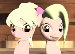 Size: 1500x1080 | Tagged: safe, artist:tbwinger92, derpibooru import, cloudchaser, flitter, pony, 3d, duo, duo female, female, gmod, sisters, tongue out