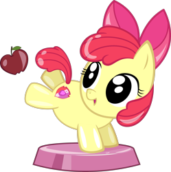 Size: 3280x3299 | Tagged: safe, artist:phucknuckl, derpibooru import, part of a set, apple bloom, earth pony, pony, my little pocket ponies, apple, bow, bucking, cutie mark, female, filly, food, inkscape, ios game, mare, pocket ponies, simple background, the cmc's cutie marks, transparent background, vector