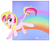 Size: 2152x1768 | Tagged: safe, artist:raspberrystudios, derpibooru import, oc, oc only, oc:aurelia charm, kirin, sounds of silence, jumping, kirin-ified, looking at you, open mouth, rainbow, simple background, solo, species swap, transparent background