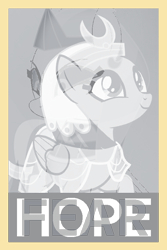 Size: 550x825 | Tagged: safe, derpibooru exclusive, derpibooru import, somnambula, sphinx (character), sphinx, daring done?, derpibooru theme illusion, fear, hope, hope poster, illusion, monochrome