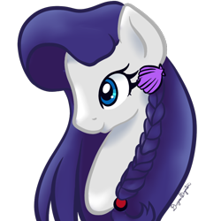 Size: 1000x1000 | Tagged: safe, artist:koharuveddette, derpibooru import, oc, oc only, oc:azure harmony, pony, braid, bust, cute, female, hair ornament, mare, ocbetes, portrait, seashell, simple background, solo, transparent background