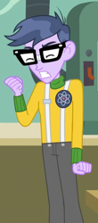 Size: 277x630 | Tagged: safe, derpibooru import, screencap, microchips, acadeca, equestria girls, friendship games, angry, clothes, cropped, glasses, male, pants