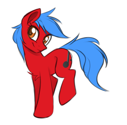 Size: 3054x3006 | Tagged: safe, artist:scarlet-spectrum, derpibooru import, oc, oc:firewolfy, earth pony, pony, colored sketch, looking at you, male, simple background, smiling, stallion