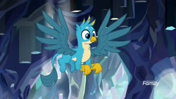 Size: 1920x1080 | Tagged: safe, derpibooru import, screencap, gallus, griffon, what lies beneath, discovery family logo, male, nightmare cave, paws, solo, wings