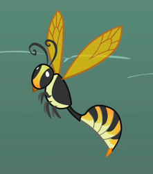 Size: 410x464 | Tagged: safe, derpibooru import, screencap, insect, may the best pet win, animal, cropped, flying, solo, wasp