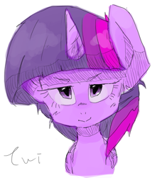 Size: 557x630 | Tagged: safe, artist:temmie720, derpibooru import, twilight sparkle, alicorn, pony, looking at you, simple background, solo, white background