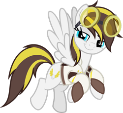 Size: 1024x938 | Tagged: safe, artist:pegasski, derpibooru import, oc, oc only, oc:ruffian, pony, female, goggles, mare, simple background, smiling, solo, transparent background