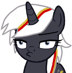 Size: 563x570 | Tagged: safe, derpibooru import, oc, oc only, oc:velvet remedy, pony, unicorn, fallout equestria, it isn't the mane thing about you, fanfic art, female, horn, simple background, solo, transparent background, unamused