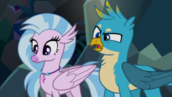 Size: 1280x720 | Tagged: safe, derpibooru import, screencap, gallus, silverstream, griffon, hippogriff, what lies beneath