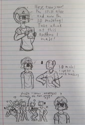 Size: 2615x3817 | Tagged: safe, artist:binary6, derpibooru import, oc, oc only, oc:anon, oc:happy wigglesworth, comic, drawing, lined paper, traditional art