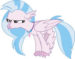 Size: 2322x1842 | Tagged: safe, artist:payback, derpibooru import, silverstream, classical hippogriff, hippogriff, what lies beneath, behaving like a bird, birds doing bird things, female, jewelry, necklace, perching, silverstream is not amused, simple background, solo, transparent background, unamused, vector