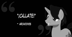 Size: 768x392 | Tagged: safe, artist:catsofdeath, derpibooru import, oc, oc:archooves, pony, solo, spanish