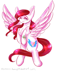 Size: 2968x3500 | Tagged: safe, artist:harmony134, derpibooru import, oc, oc only, oc:harmony (harmony134), pegasus, pony, crying, eyes closed, female, mare, simple background, solo, transparent background