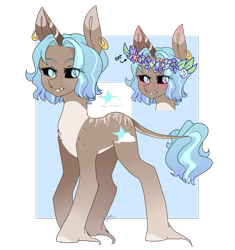 Size: 1280x1363 | Tagged: safe, artist:emily-826, derpibooru import, oc, pony, unicorn, black sclera, floral head wreath, flower, solo