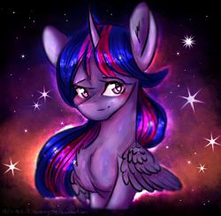 Size: 3524x3445 | Tagged: safe, artist:harmony134, derpibooru import, twilight sparkle, twilight sparkle (alicorn), alicorn, pony, blushing, female, looking at you, mare, smiling, solo