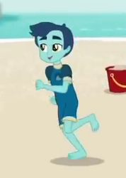 Size: 189x265 | Tagged: safe, derpibooru import, screencap, henry handle, manestrum, better together, equestria girls, unsolved selfie mysteries, background human, barefoot, beach, cropped, feet, low quality, male, male feet, needs more jpeg