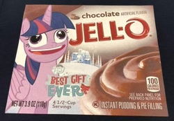 Size: 720x503 | Tagged: safe, derpibooru import, twilight sparkle, twilight sparkle (alicorn), alicorn, best gift ever, chocolate, faic, food, irl, jello, meme, photo, pudding, pudding face, solo, wat