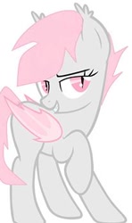 Size: 206x348 | Tagged: artist needed, safe, derpibooru import, oc, bat pony, pony, bat pony oc, raised hoof, simple background, slit eyes, white background