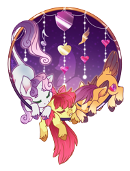 Size: 798x1050 | Tagged: safe, artist:fuyusfox, derpibooru import, apple bloom, scootaloo, sweetie belle, classical unicorn, earth pony, pegasus, pony, unicorn, alternate design, cloven hooves, cute, cutie mark crusaders, eyes closed, female, filly, hnnng, leonine tail, simple background, sleeping, tail feathers, transparent background, trio, unshorn fetlocks, watermark