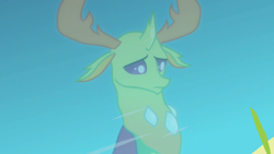 Size: 1280x720 | Tagged: safe, derpibooru import, screencap, thorax, changedling, changeling, triple threat, king thorax, pond, reflection