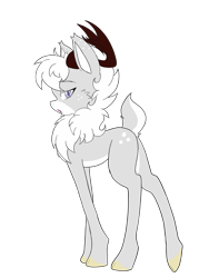Size: 3024x4032 | Tagged: safe, artist:larrykitty, derpibooru import, oc, oc only, oc:prince snow, deer, reindeer, butt freckles, freckles, looking at you, male, profile, side view, simple background, solo, stag, transparent background