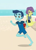 Size: 220x303 | Tagged: safe, derpibooru import, screencap, henry handle, manestrum, victoria, better together, equestria girls, unsolved selfie mysteries, background human, barefoot, beach, clothes, cropped, feet, female, male, male feet, running, smiling, swimsuit