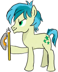 Size: 201x249 | Tagged: safe, artist:horsesplease, derpibooru import, sandbar, pony, axe, hoof hold, male, paint tool sai, solo, stallion, weapon